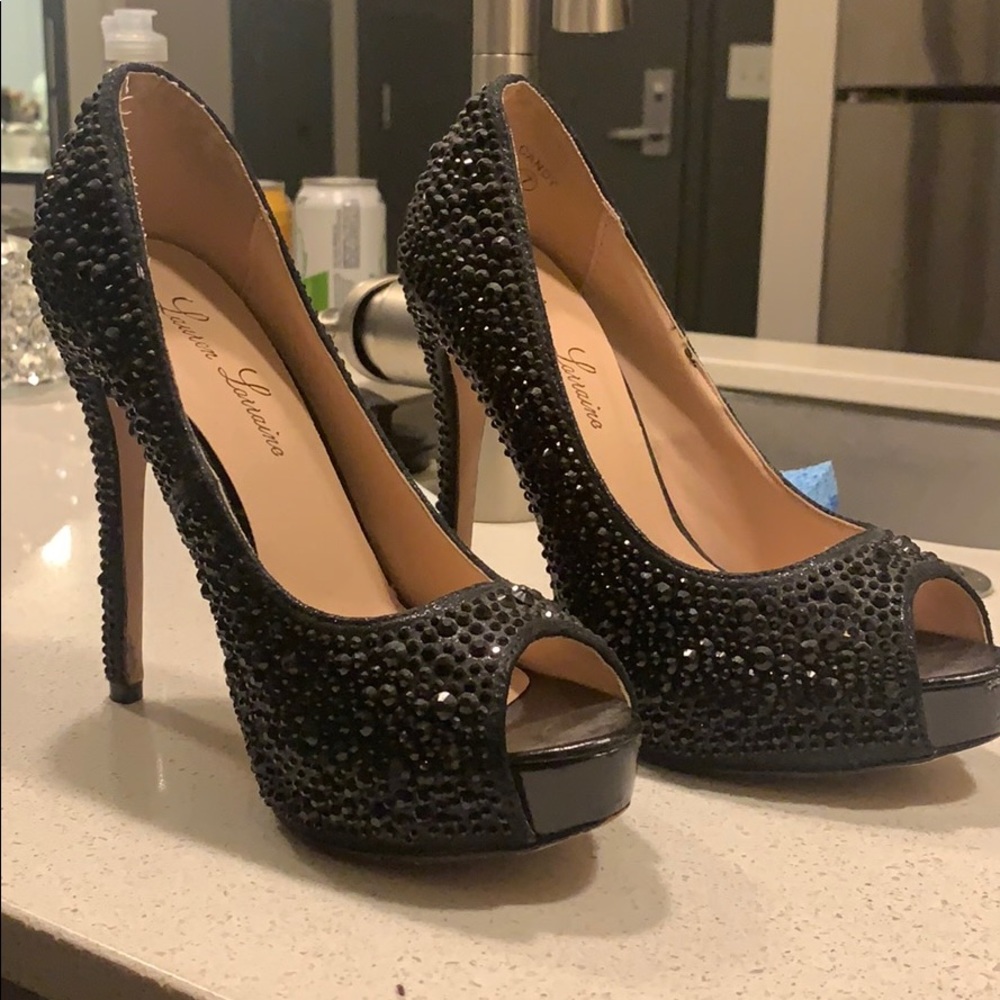 Lauren Lorraine black rhinestone stiletto